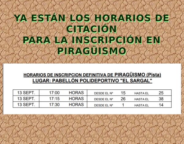INSCRIPCIONES DEFINITIVAS EN LA ESCUELA DE PIRAGÜISMO